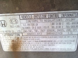 2013 HONDA ACCORD, BLACK, EX-L, 3.5L,  AT,  A25101